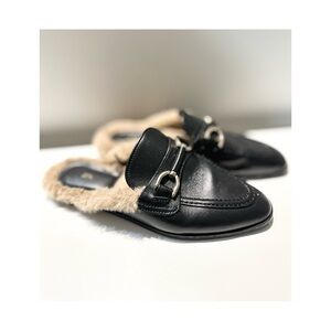 Zara Black Loafers with Fur Lining